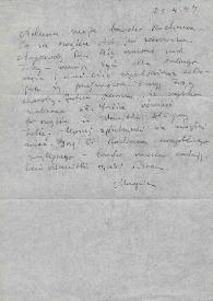 Carta dirigida a Aniela Rubinstein, 23-04-1947