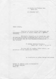 Carta a la baronesa de Alain de Rothschild. París (Francia), 21-12-1971
