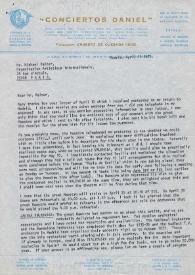 Copia de la carta a  Michael Rainer. Madrid (España), 19-04-1975