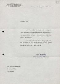 Carta dirigida a Aniela Rubinstein. Ginebra (Suiza), 21-12-1982