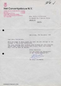 Carta dirigida a Aniela Rubinstein. Amsterdam, 22-12-1982