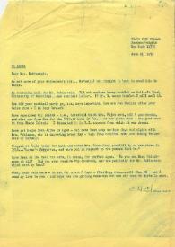 Carta dirigida a Arthur Rubinstein. Jackcosn Heights (Nueva York), 21-06-1972