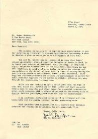 Carta dirigida a Arthur Rubinstein. Houston (Texas), 02-03-1971