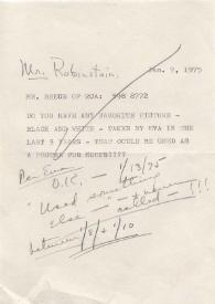Carta dirigida a Arthur Rubinstein, 07-01-1975