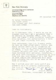 Carta dirigida a Arthur Rubinstein. Nueva York , 27-12-1972