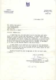 Carta dirigida a Arthur Rubinstein. Nueva York, 05-11-1971