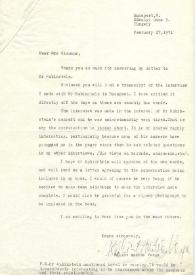 Carta dirigida a Clara H. Clemans. Budapest (Hungría), 27-02-1971