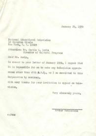 Carta dirigida a Curtis W. Davis (National Education Television), 29-01-1970