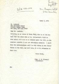 Carta a Locklair, 09-04-1971