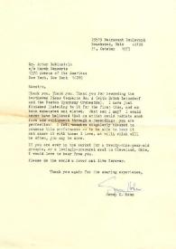 Carta dirigida a Arthur Rubinstein. Beachwood (Ohio), 21-10-1975