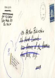 Carta dirigida a Arthur Rubinstein. California, 30-04-1975