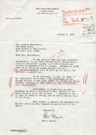 Carta dirigida a Arthur Rubinstein. Nueva York, 08-01-1975