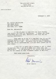 Carta dirigida a Arthur Rubinstein. Nueva York, 07-02-1975