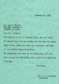 Carta dirigida a Andrew Willman, 16-02-1975