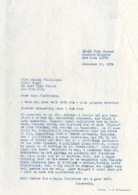 Carta a Janina Fialkowska. Nueva York, 17-12-1976