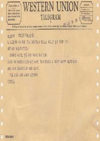 Telegrama dirigido a Arthur Rubinstein. Beverly Hills (California), 28-01-1957