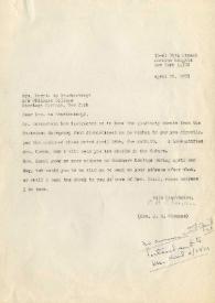 Carta a Marianne de Stuckenbergh. Nueva York, 10-04-1973