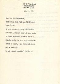 Carta a Marianne de Stuckenbergh. Nueva York, 11-07-1981