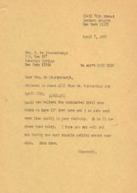 Carta a Marianne de Stuckenbergh. Nueva York, 07-04-1982