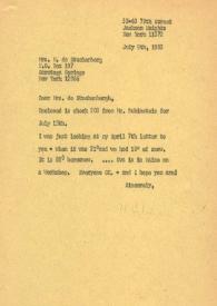 Carta a Marianne de Stuckenbergh. Nueva York, 09-07-1982