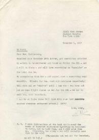 Carta dirigida a Aniela Rubinstein. Nueva York, 04-12-1967
