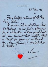 Carta dirigida a Arthur Rubinstein, 28-01-1971