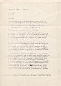 Carta dirigida a Aniela Rubinstein, 10-07-1970
