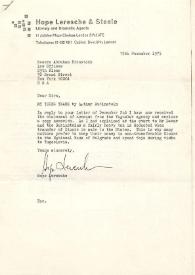 Carta dirigida a Abraham Bienstock. Londres (Inglaterra), 19-12-1975