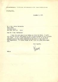 Carta dirigida a Arthur Rubinstein. Massachusetts, 03-12-1975