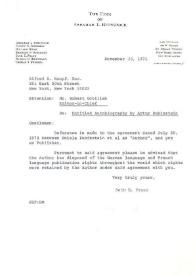 Carta dirigida a Alfred A. Knopf. NuevaYork, 26-11-1971