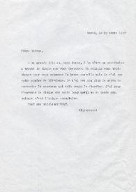 Carta dirigida a Ekaterina Hervy-Novitskaya. París (Francia), 29-04-1987