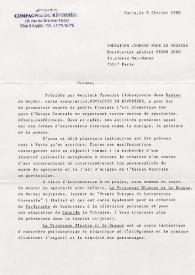 Carta dirigida a Aniela Rubinstein. París (Francia), 09-02-1988