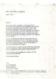 Carta dirigida a Robert Gottlieb. París (Francia), 07-08-1970