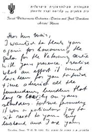 Carta dirigida a Golda Meir. Tel Aviv (Israel)