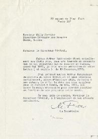 Carta dirigida a Willy Monnier. Berna (Suiza)
