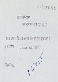 Carta dirigida a Ute Schlüter. París (Francia), 13-06-1973