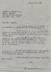 Carta dirigida a Thomas Z. Shepard. Marbella, Málaga (España), 15-08-1975