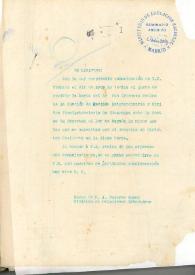 Carta de MITRE a Miguel de Unamuno. Manchester