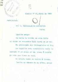 Carta de Rubén Darío a CARRASQUILLA MALLARINO, E.