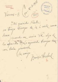 Carta de Acebal, Francisco a Rubén Darío