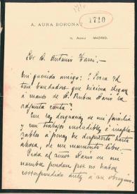 Carta de AURA BORONAT, A. a TASSI, Antonio