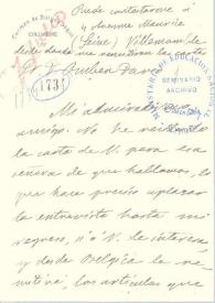 Carta de Carmen de Burgos a Rubén Darío. Villemomble (París), 8 de julio de 1911