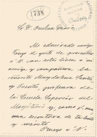 Carta de Carmen de Burgos a Rubén Darío. Madrid, [1908?]