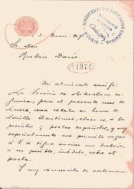 Carta de Emilia Pardo Bazán a Rubén Darío. Madrid, 3 de enero de 1907