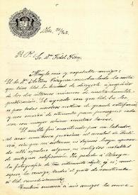 Carta de M. Macías a F. Fita agradeciéndole la carta mandada a propósito de la publicación que había realizado. Le informa sobre un anillo, sobre...