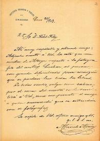 Carta de M. Macías a F. Fita adjuntándole carta envíada desde Astorga respecto a la dificultad que supone sacar una fotografía completa de la...