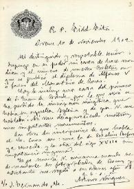 Carta de Arturo Vázquez a F. Fita acerca de la pérdida de una inscripción visigótica de un monasterio gallego.
