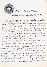 Carta de Arturo Vázquez a F. Fita acerca de la publicación de varios epígrafes en el Boletín de la Comisión Provincial, sobre la descripción del epígrafe de Bande