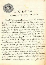 Carta de Arturo Vázquez a F. Fita sobre los epígrafes de Bande y de Diana, le remite un croquis con el área rural de los epígrafes y sus intenciones de investigar algunos enclaves de la zona.
