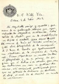 Carta de Arturo Vázquez a F. Fita acusando recibo del envío del BRAH y de un cliché de una inscripción de San Juan de Camba; comunica que ha conseguido un calco de la inscripción de Telluri conservada por el cabildo del que remite foto.